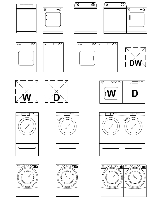 ArchBlocks AutoCAD Washer & Dryer Block Symbols
