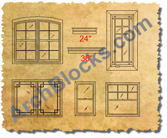 CAD Window Symbols | AutoCAD Window Blocks | Custom CAD Window Symbols